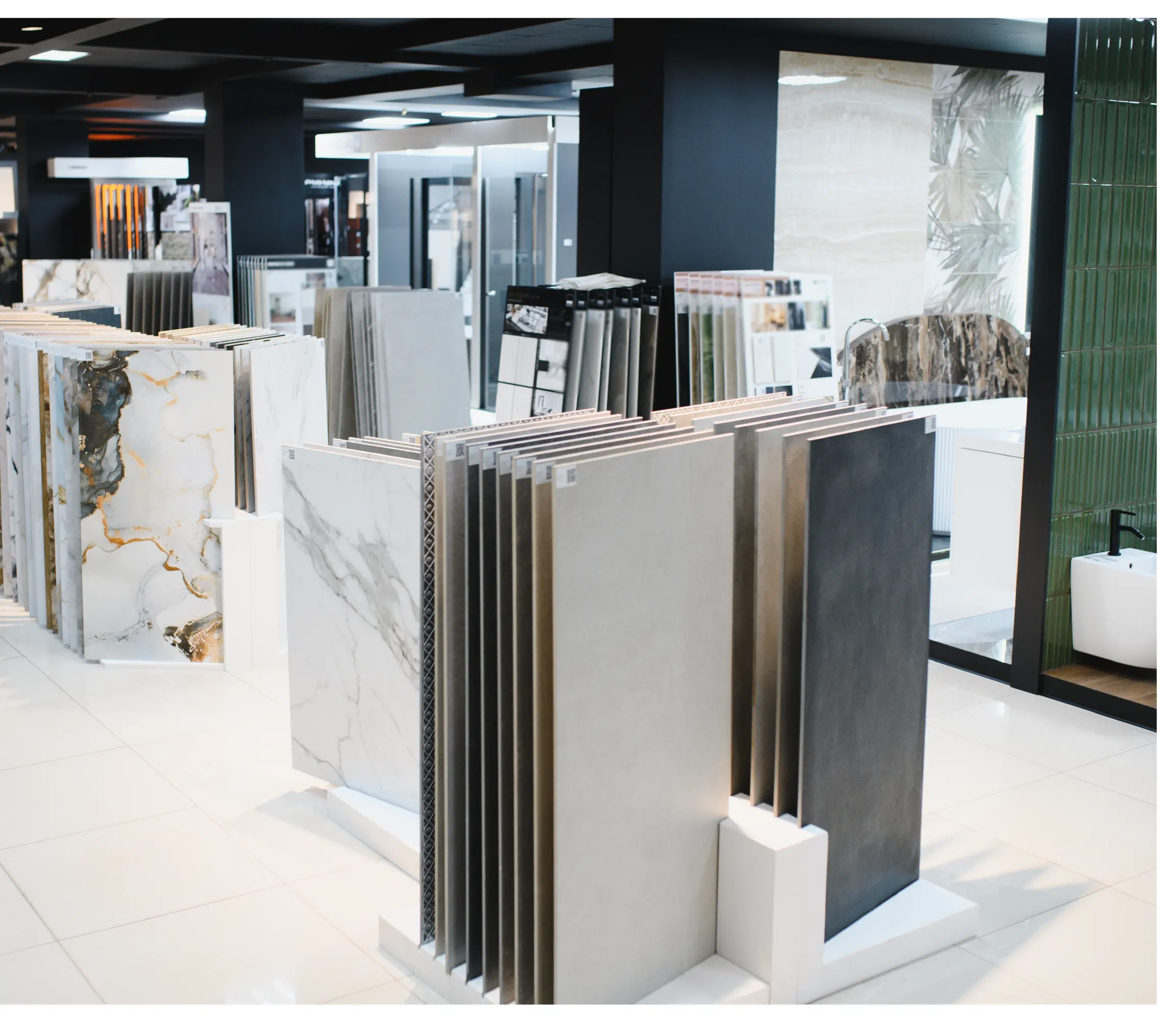 Floor Tiles Sample placed on the showroom - Velan Ceramics